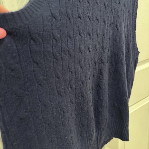 Men’s Polo Ralph Lauren Cable Knit‎ Vest 100% Cashmere XXL 2XL Blue Vneck - Picture 7 of 9
